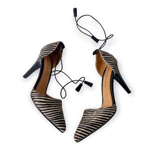 Ulla Johnson Kiki D'Orsay Heels in Zebra Calf Hair,‎ Size 37EU